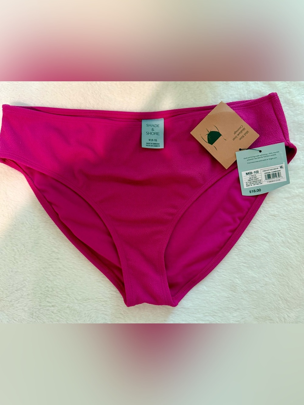 Shade & Shore Vibrant Pink Bikini Bottom NWT